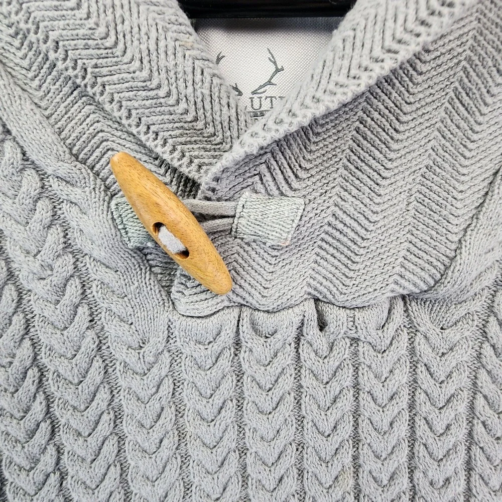 Salute Men L Gray Shawl Neck Minnesota Wild Cable Knit Toggle Sweater NHL Hockey